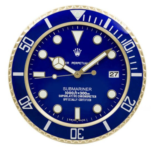 Submariner Blue & Golden Wall Clock