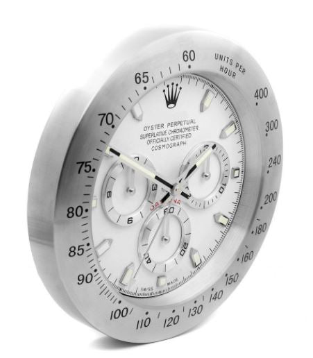 Day Tona Silver & White Dial Wall Clock