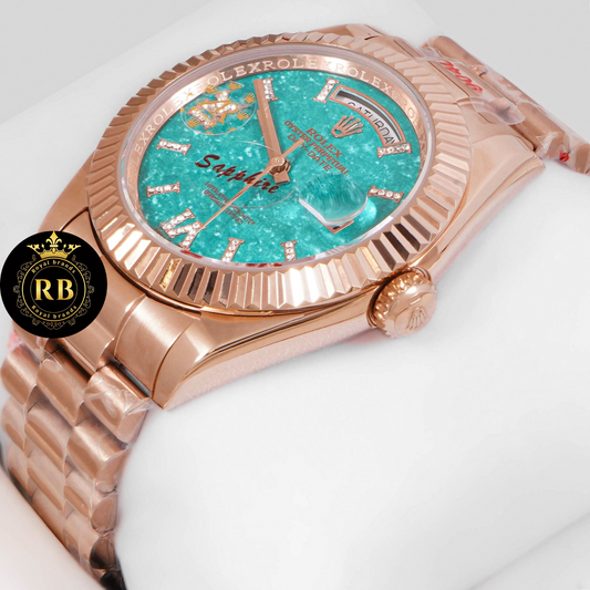 Latest Collection 40 Rose Gold Blue Dila Automatic Watch