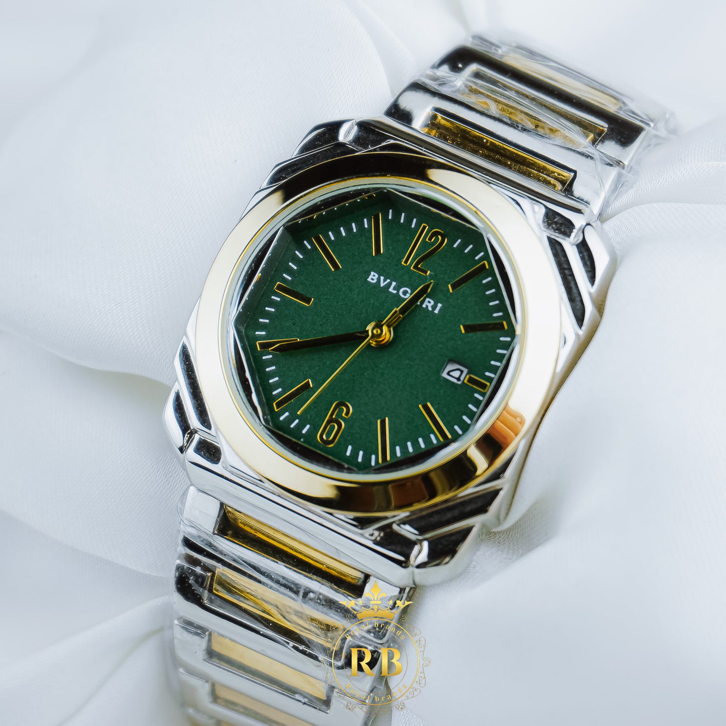 Latest Collection Green Dial Two Tone Watch