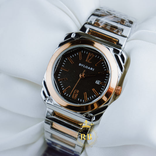Latest Ladies Collection Black Dial Date Two Tone Watch
