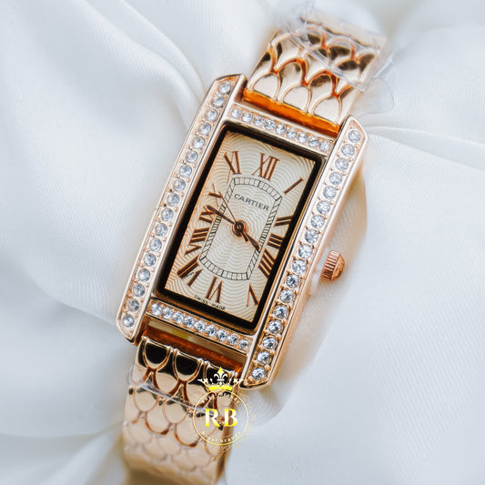 Latest Ladies Collection Rose Gold Crystal Bezel Watch