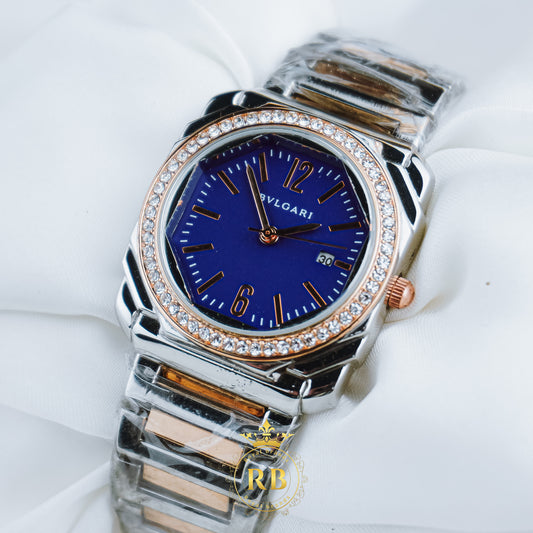 Latest Ladies Collection Blue Dial Crystal Bezel Watch
