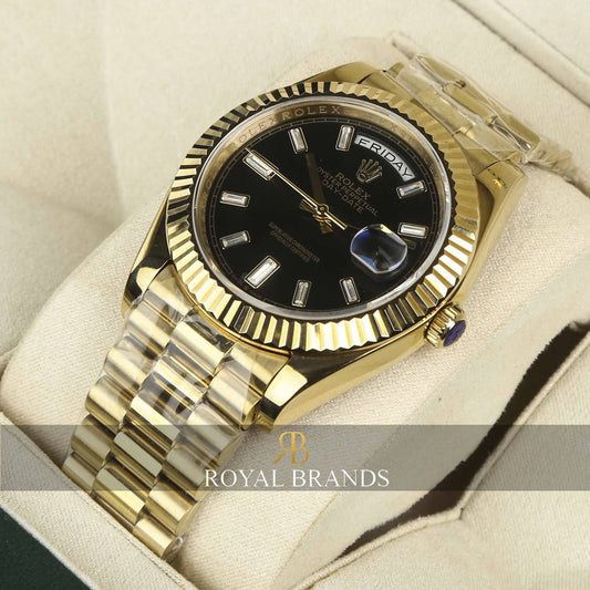 Latest Collection Rose Gold With Black Dial Fluted Bezel Automatic Watch RX Factory