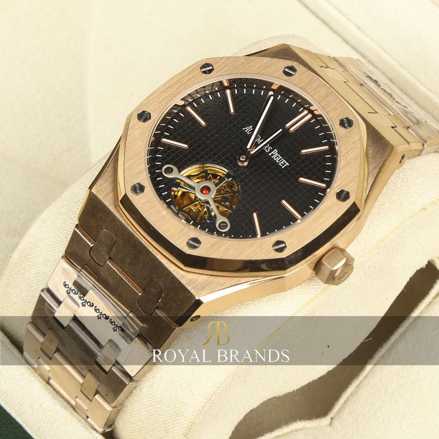 Latest Collection Tourbillon Rose Gold With Black Dial Automatic Watch