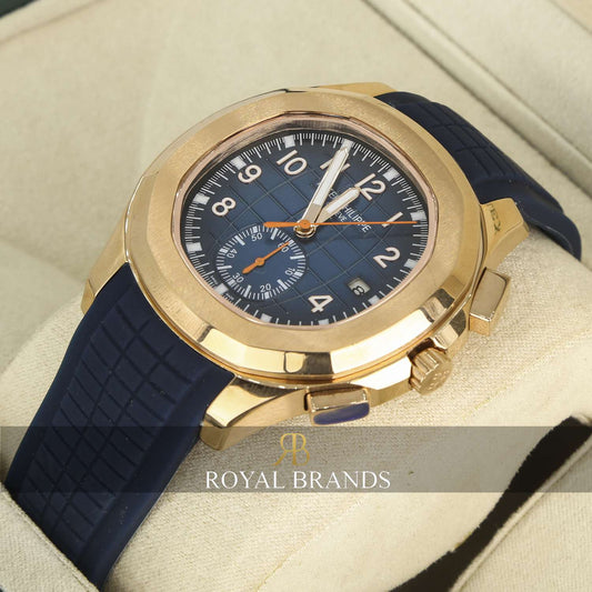 Latest Collection Rose Gold Case With Blue Dial & Rubber Strap Automatic Watch