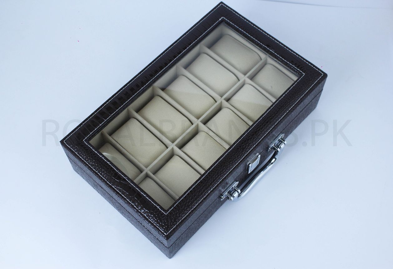 Watch Organizer For 12 Watches Black Leather